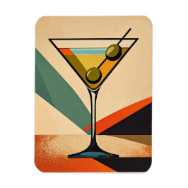 Mid Century Modern Färgblock Martini Konst Magnet