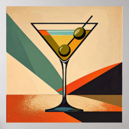Mid Century Modern Färgblock Martini Konst Poster
