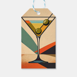 Mid Century Modern Färgblock Martini Konst Presentetikett