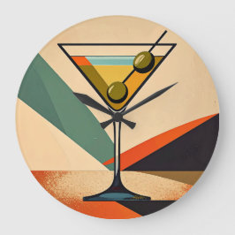 Mid Century Modern Färgblock Martini Konst Stor Klocka