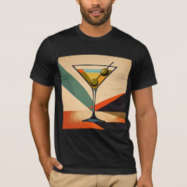 Mid Century Modern Färgblock Martini Konst T Shirt