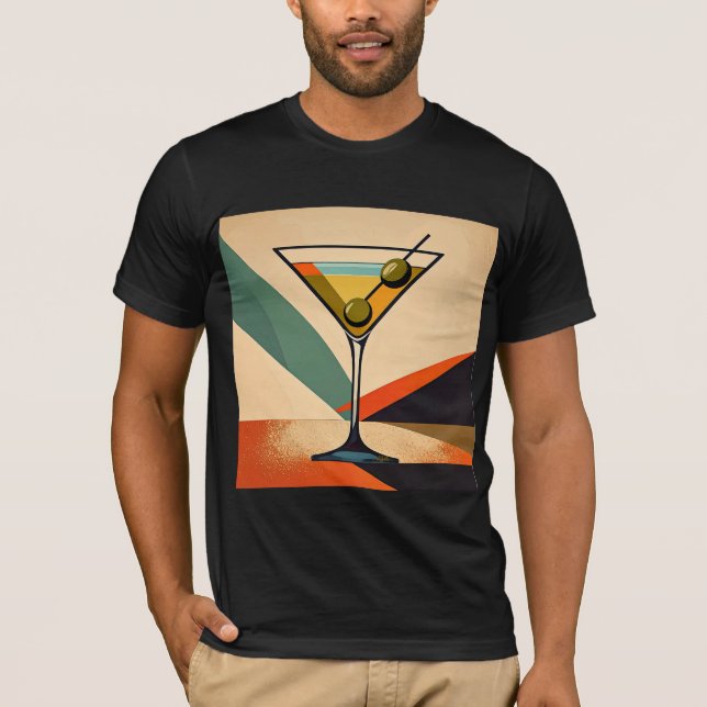 Mid Century Modern Färgblock Martini Konst T Shirt (Framsida)