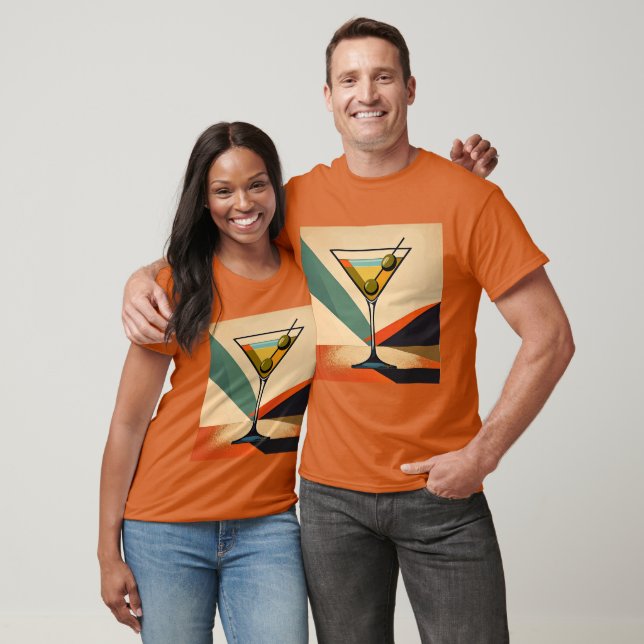 Mid Century Modern Färgblock Martini Konst T Shirt (Unisex)