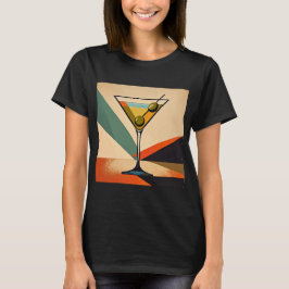 Mid Century Modern Färgblock Martini Konst T Shirt