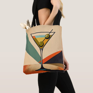Mid Century Modern Färgblock Martini Konst Tygkasse
