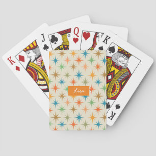 Mid Century Modern Färgglad Atomisk Stjärnexplosio Casinokort