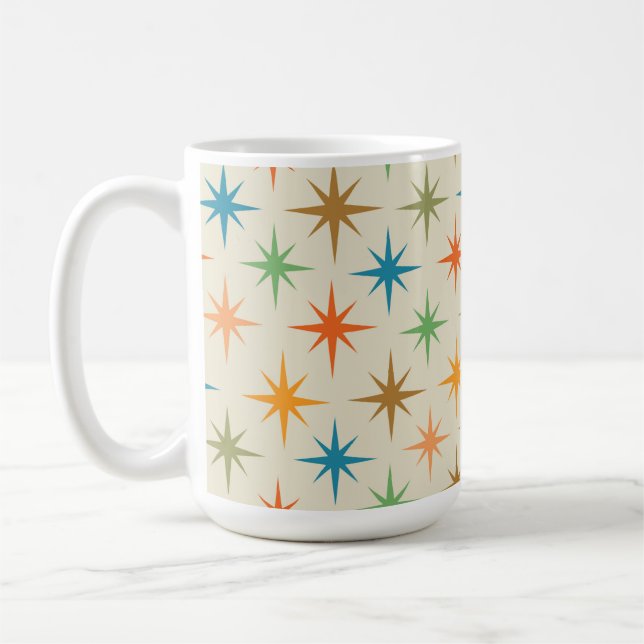 Mid Century Modern Färgglad Atomisk Stjärnexplosio Kaffemugg (Vänster)
