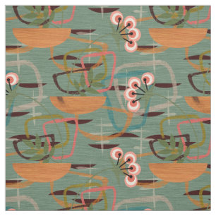 Mid Century Modern Femtio Stil Flowers Tyg
