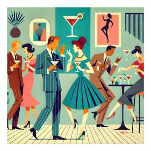Mid Century Modern-fest Den Martini-dansen Fototryck