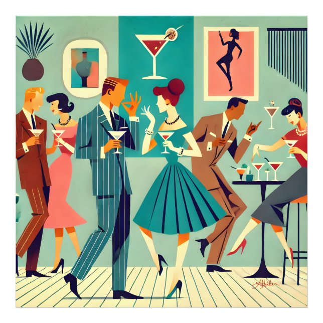 Mid Century Modern-fest Den Martini-dansen Fototryck (Framsidan)