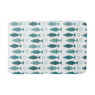 Mid Century Modern Fish Mönster Turcos Badrumsmatta