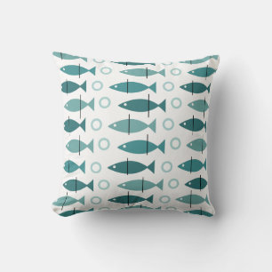 Mid Century Modern Fish Mönster Turcos Kudde