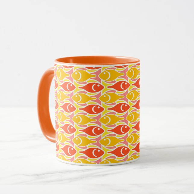 Mid-Century Modern fisk, mandarinorange Mugg (Framsida vänster)