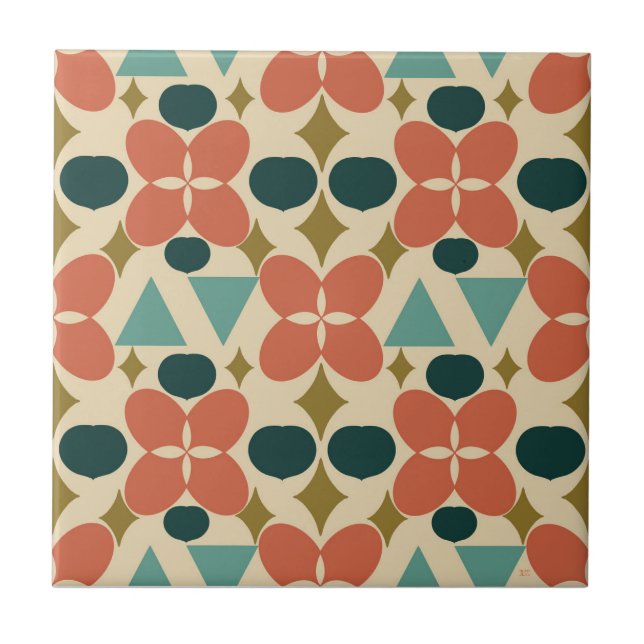 Mid Century Modern Flower Diamond Gult Tile Kakelplatta (Framsidan)