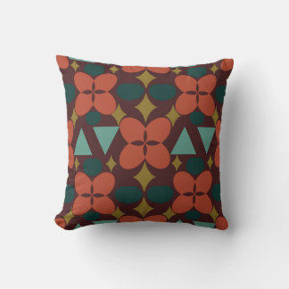 Mid Century Modern Flower Diamond Red Kudde