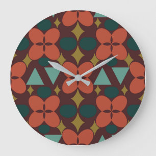 Mid Century Modern Flower Diamond Red Stor Klocka