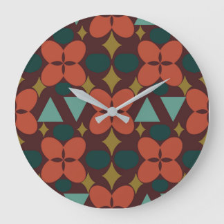 Mid Century Modern Flower Diamond Red Stor Klocka