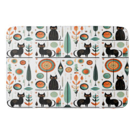 Mid Century Modern Funny Space Cats Badrumsmatta