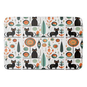 Mid Century Modern Funny Space Cats Badrumsmatta