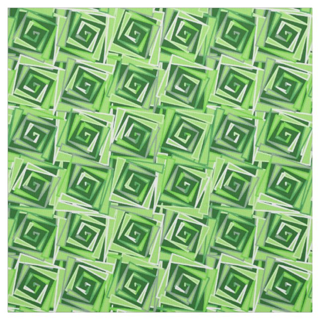 Mid-Century Modern Fyrkantiga Spiraler, Jadegrön Tyg (Provkarta)