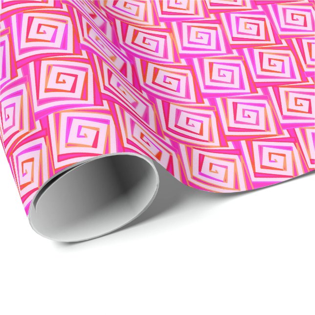 Mid-Century Modern fyrkantiga spiraler - rosa mult Presentpapper (Rullad Hörn)