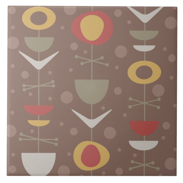 Mid Century Modern Garden Brown Kakelplatta (Framsidan)