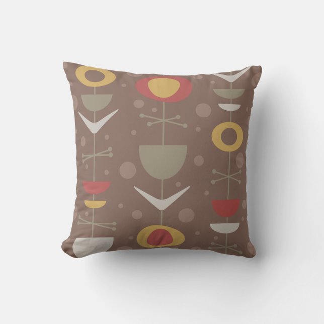 Mid Century Modern Garden Brown Kudde (Framsida)