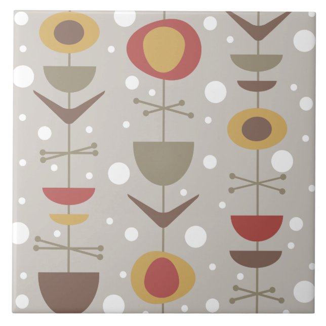 Mid Century Modern Garden - flerfärgad Kakelplatta (Framsidan)