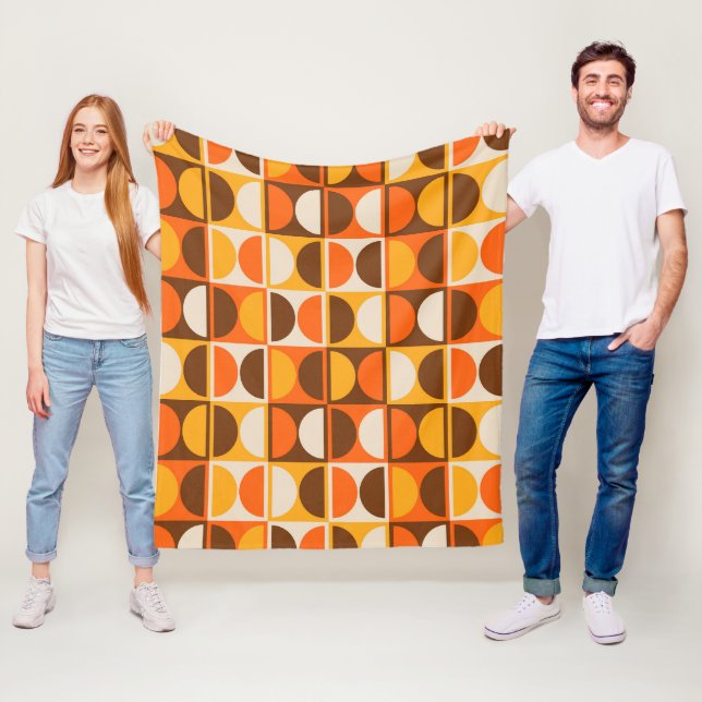 Mid Century Modern Geometric Abstrakt Mönster Fleecefilt (På plats)