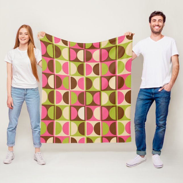 Mid Century Modern Geometric Abstrakt Mönster Fleecefilt (På plats)