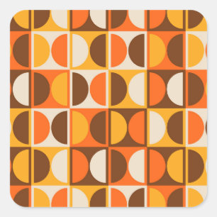 Mid Century Modern Geometric Abstrakt Mönster Fyrkantigt Klistermärke
