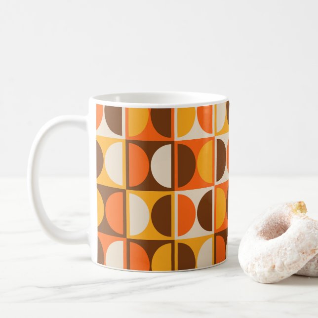 Mid Century Modern Geometric Abstrakt Mönster Kaffemugg (Med munk)