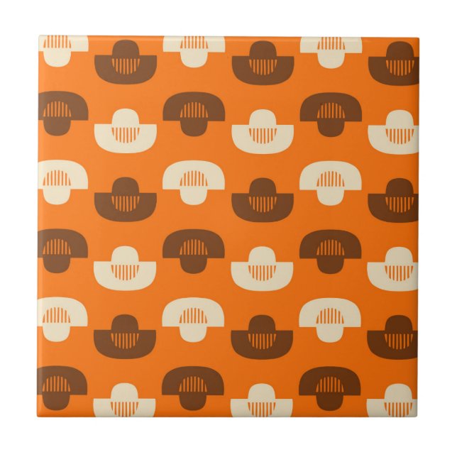 Mid Century Modern Geometric Abstrakt Mönster Kakelplatta (Framsidan)