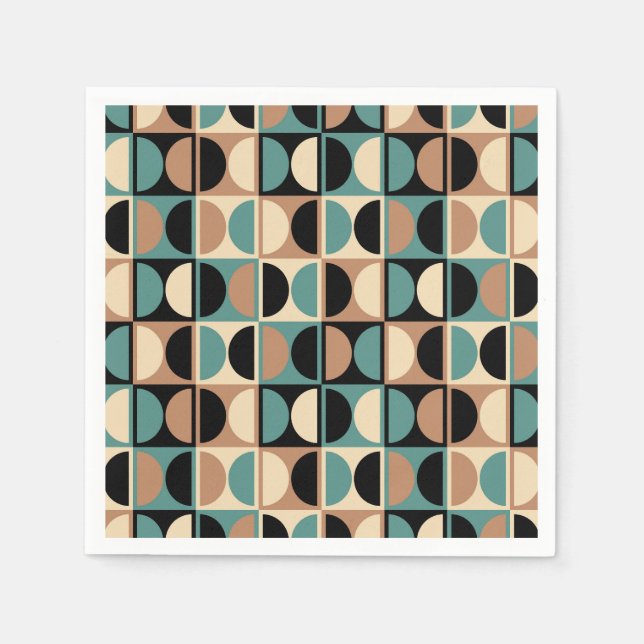 Mid Century Modern Geometric Abstrakt Mönster Pappersservett (Framsidan)