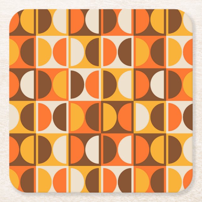 Mid Century Modern Geometric Abstrakt Mönster Underlägg Papper Kvadrat (Framsidan)
