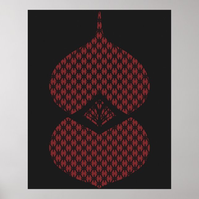 Mid Century Modern Geometric Black Red Poster (Framsidan)