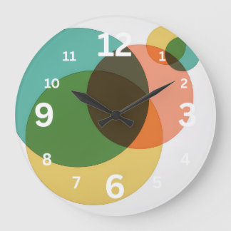 Mid-Century Modern Geometric Circles Retro Abstrac Stor Klocka