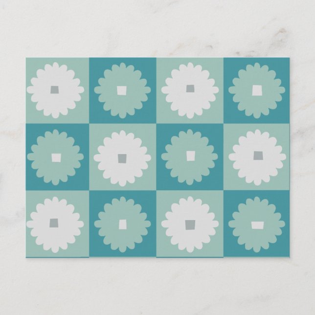 Mid Century Modern Geometric Flowers-vykort Vykort (Framsida)