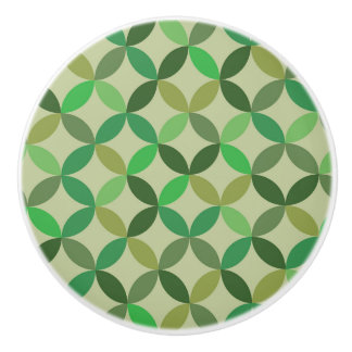 Mid century Modern Geometric Green Circles Pattern Knopp