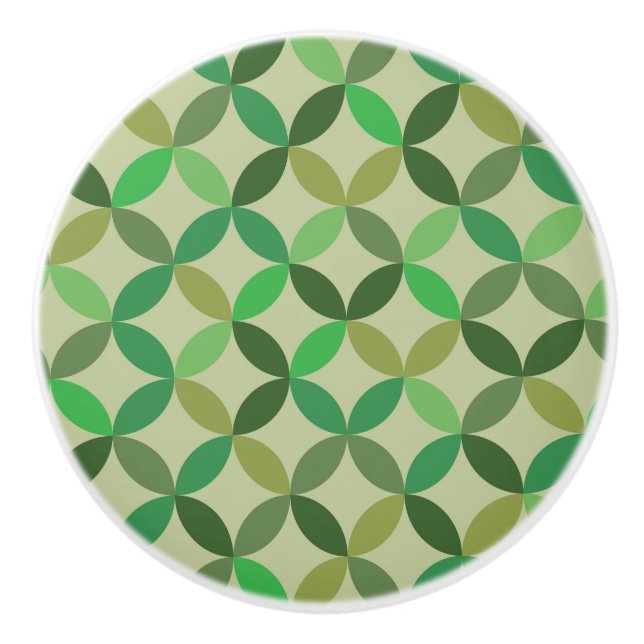 Mid century Modern Geometric Green Circles Pattern Knopp (Framsidan)
