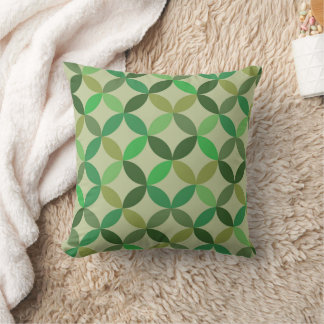 Mid century Modern Geometric Green Circles Pattern Kudde