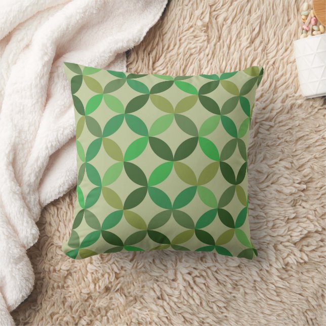 Mid century Modern Geometric Green Circles Pattern Kudde (Filt)