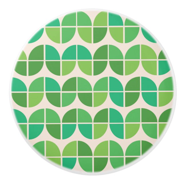Mid Century Modern Geometric Grönt Mönster Knopp (Framsidan)