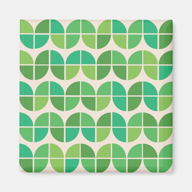 Mid Century Modern Geometric Grönt Mönster Magnet (Framsidan)