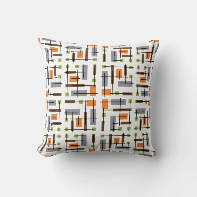 Mid Century Modern Geometric Mönster Kudde (Framsida)
