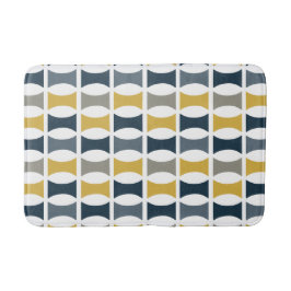 Mid Century Modern Geometric Mönster Navy Mustard Badrumsmatta