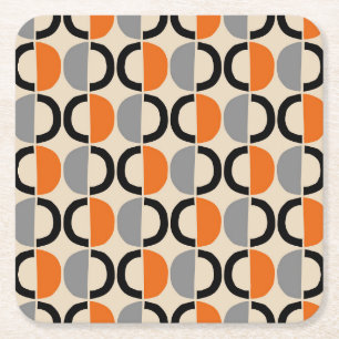 Mid Century Modern Geometric Mönster Underlägg Papper Kvadrat