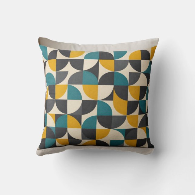  Mid-Century Modern Geometric Pattern Throw Pillow Kudde (Baksida)