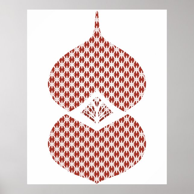 Mid Century Modern Geometric Red White Poster (Framsidan)
