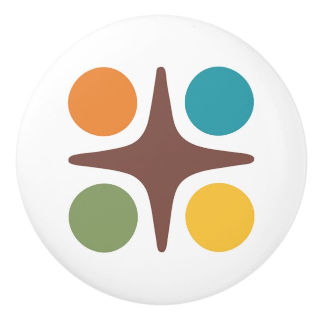 Mid Century Modern Geometric Starburst Design Knopp (Framsidan)